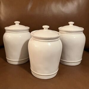 Pottery Barn Cambria Stoneware Collection White Canister Set of 3